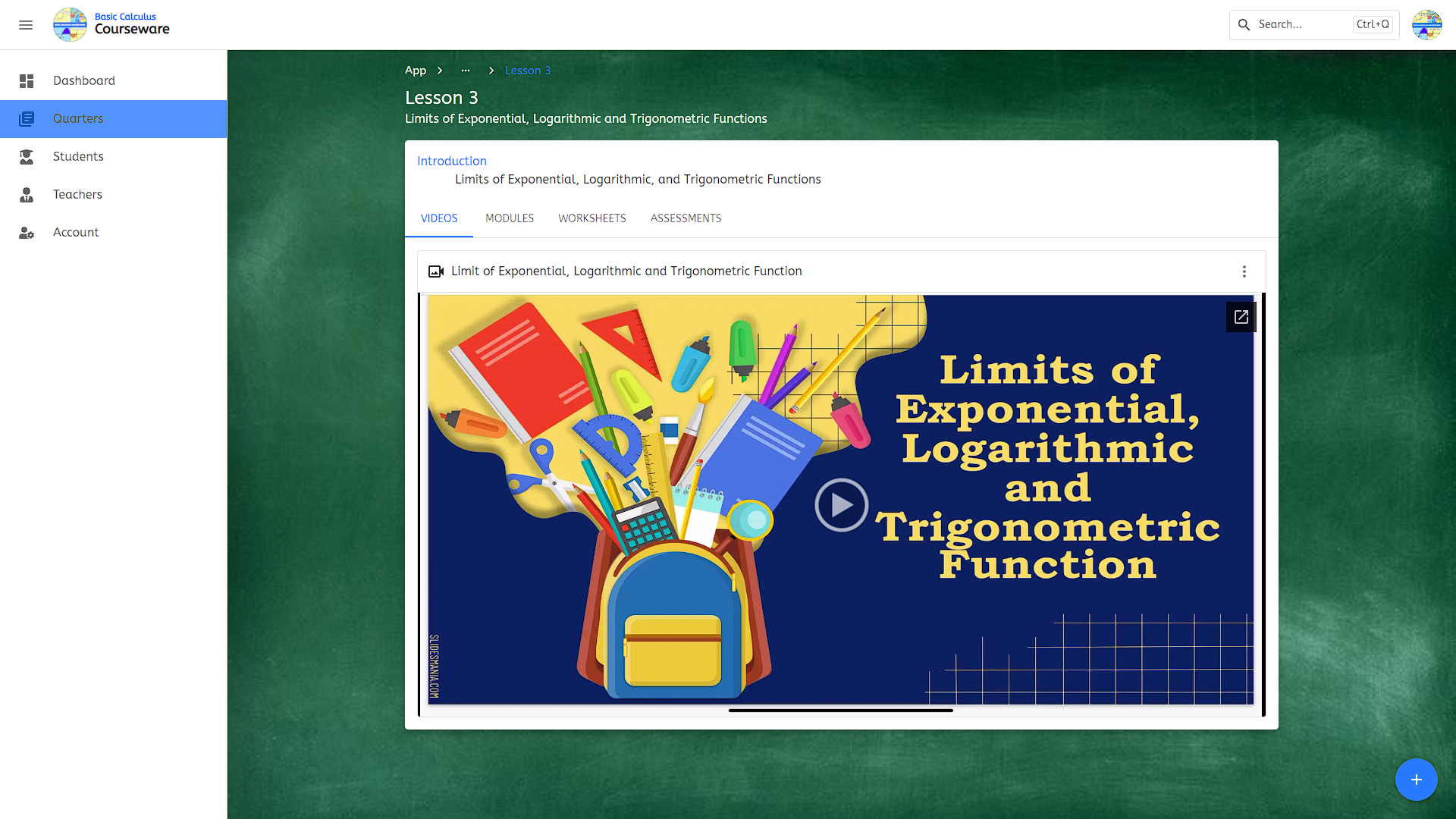 Basic Calculus Courseware screenshot