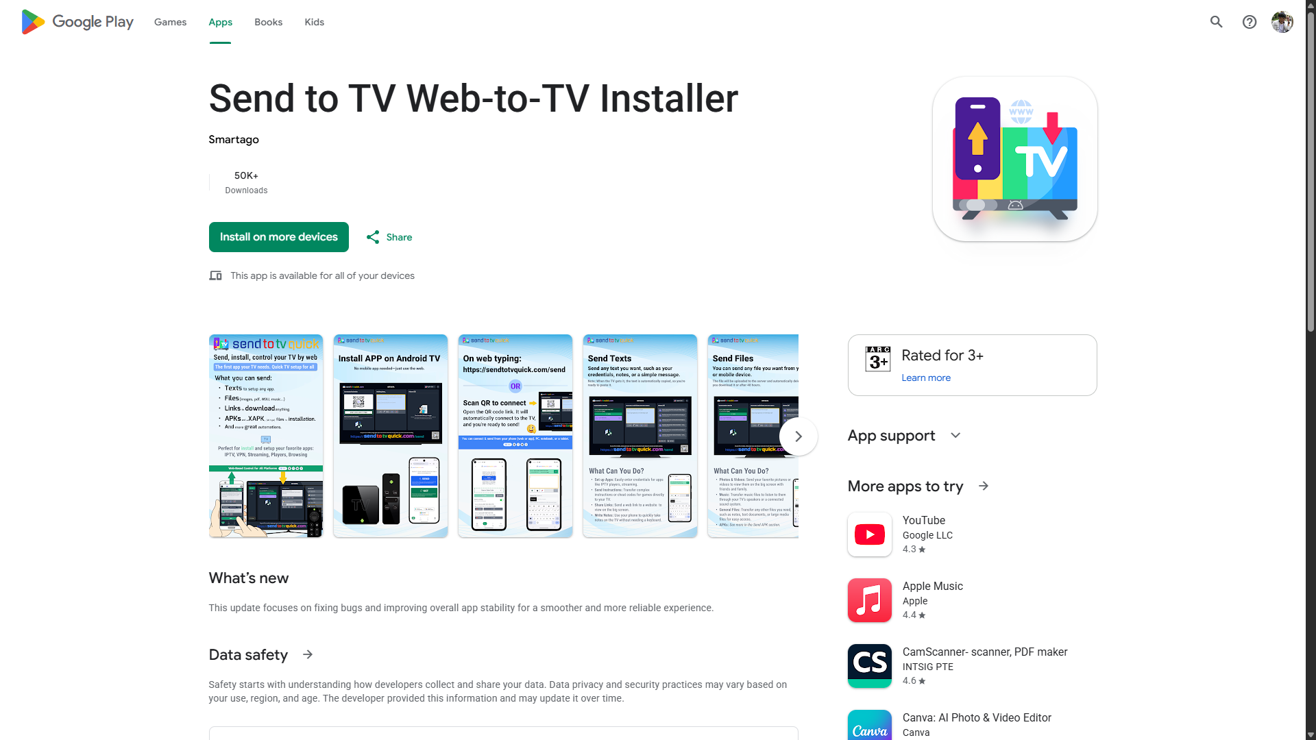 Send to TV Web-to-TV Installer screenshot